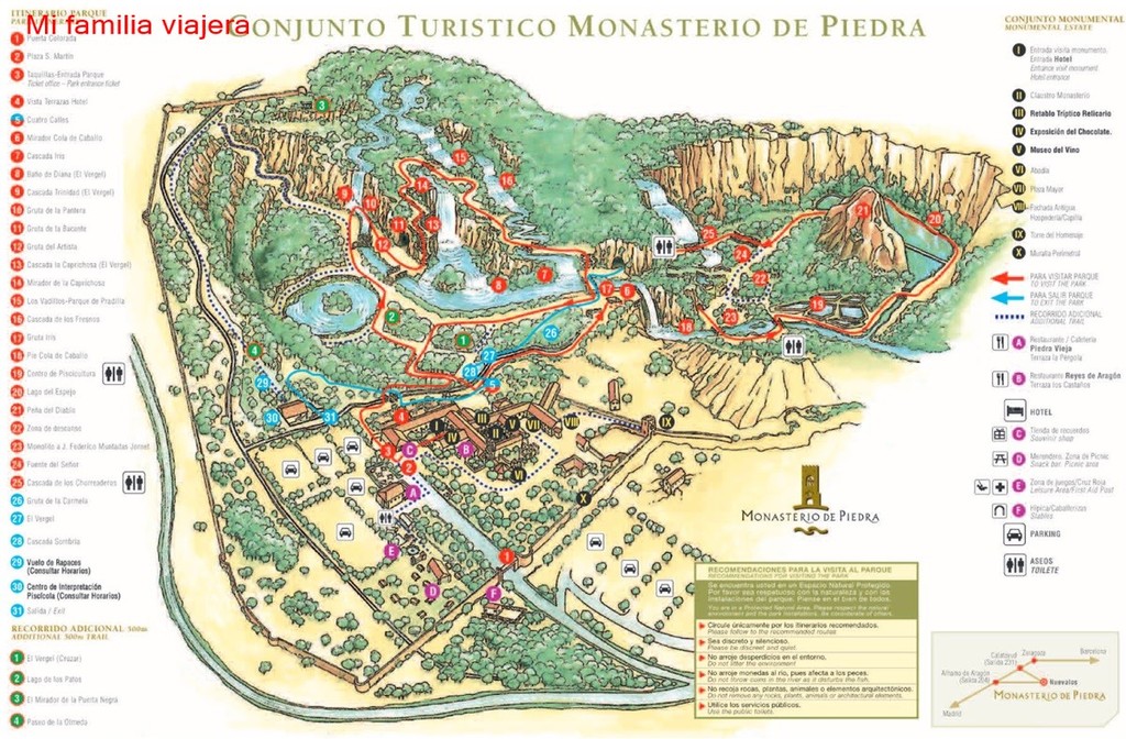 Plano del parque natural Monasterio de Piedra