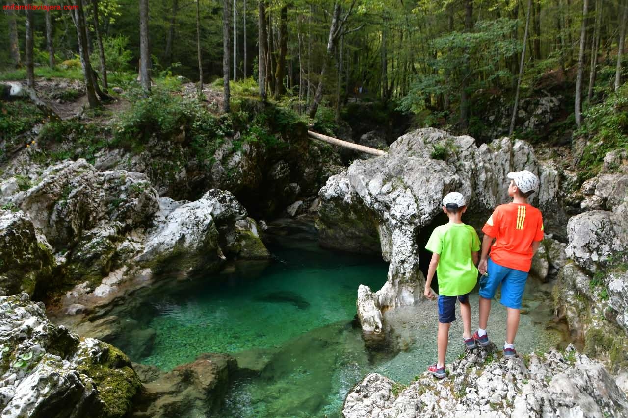 Aguas esmeraldas de Garganta Mostnica en Eslovenia