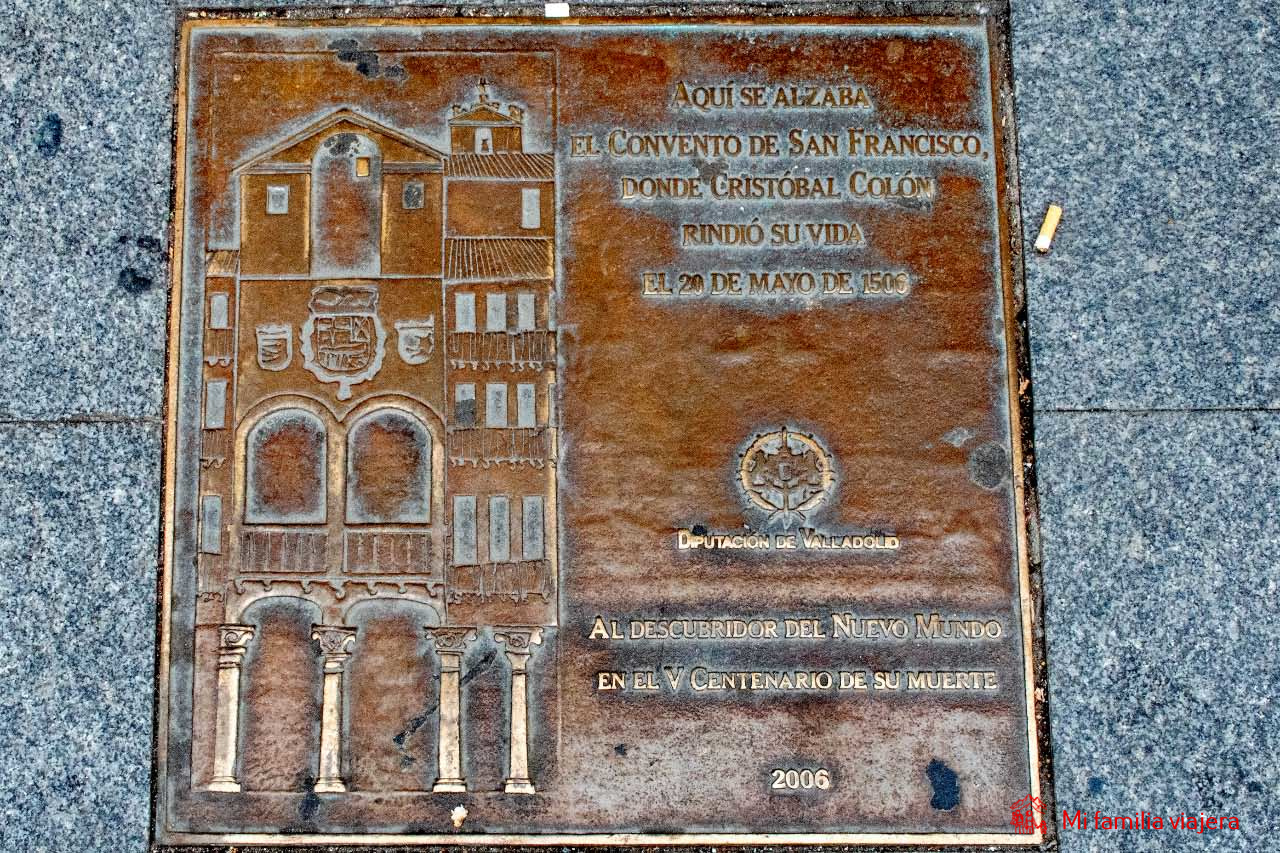 Placa de la ubicación del Convento de San Francisco
